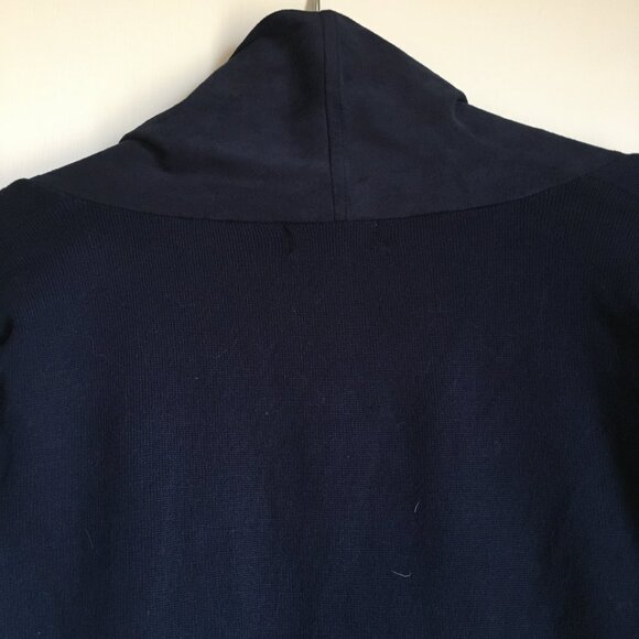 Velvety Soft Lapel Eleven Eleven Deepsea Blue Handkerchief Hem Open Cardigan - Picture 14 of 16